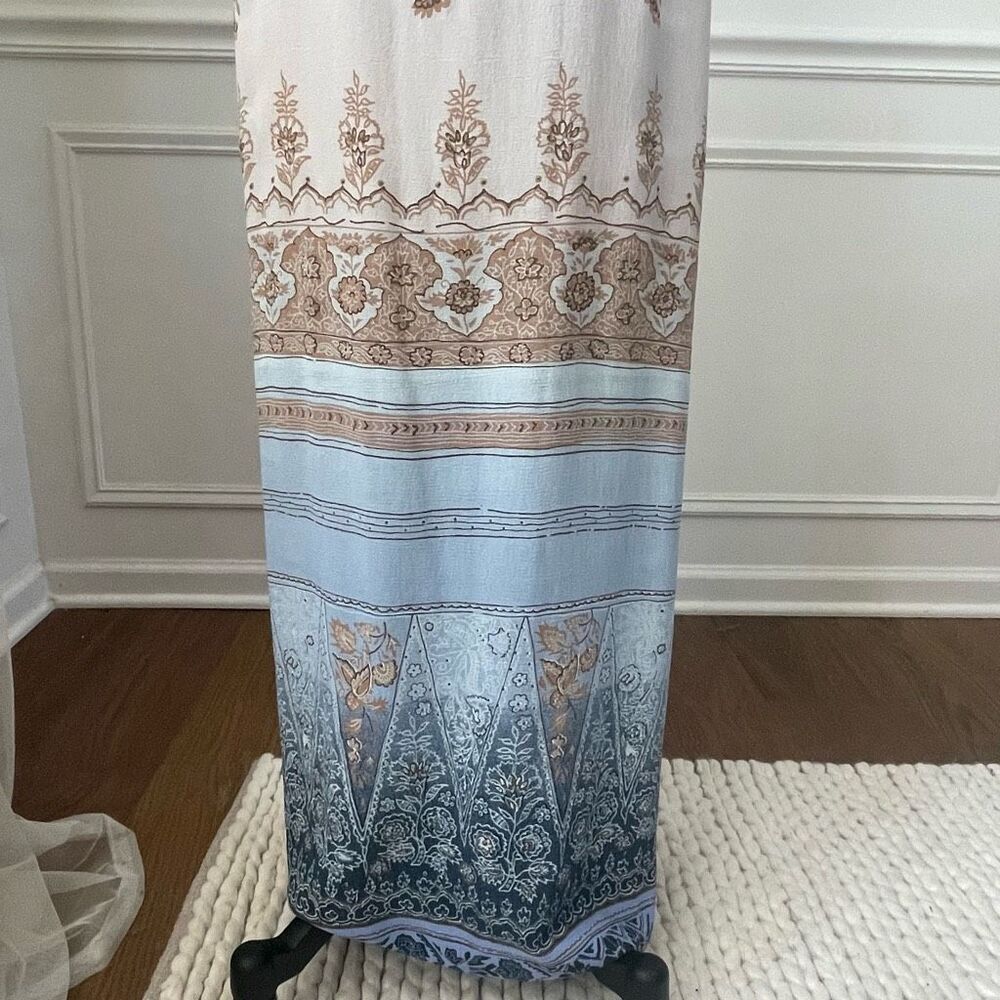 NWT NOS Vintage 90s Soda Blu Slip Maxi Dress Taupe Blue M - Picture 4 of 9